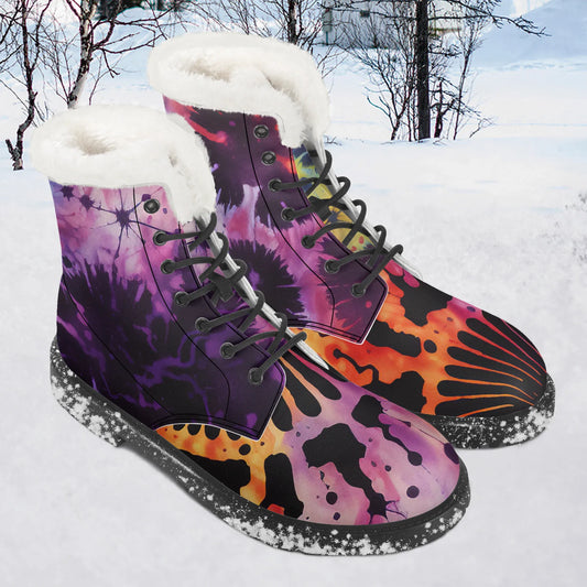 gothic-tie-dye-v3-faux-fur-leder-boots-boots-jlr-design-1 - JLR Design