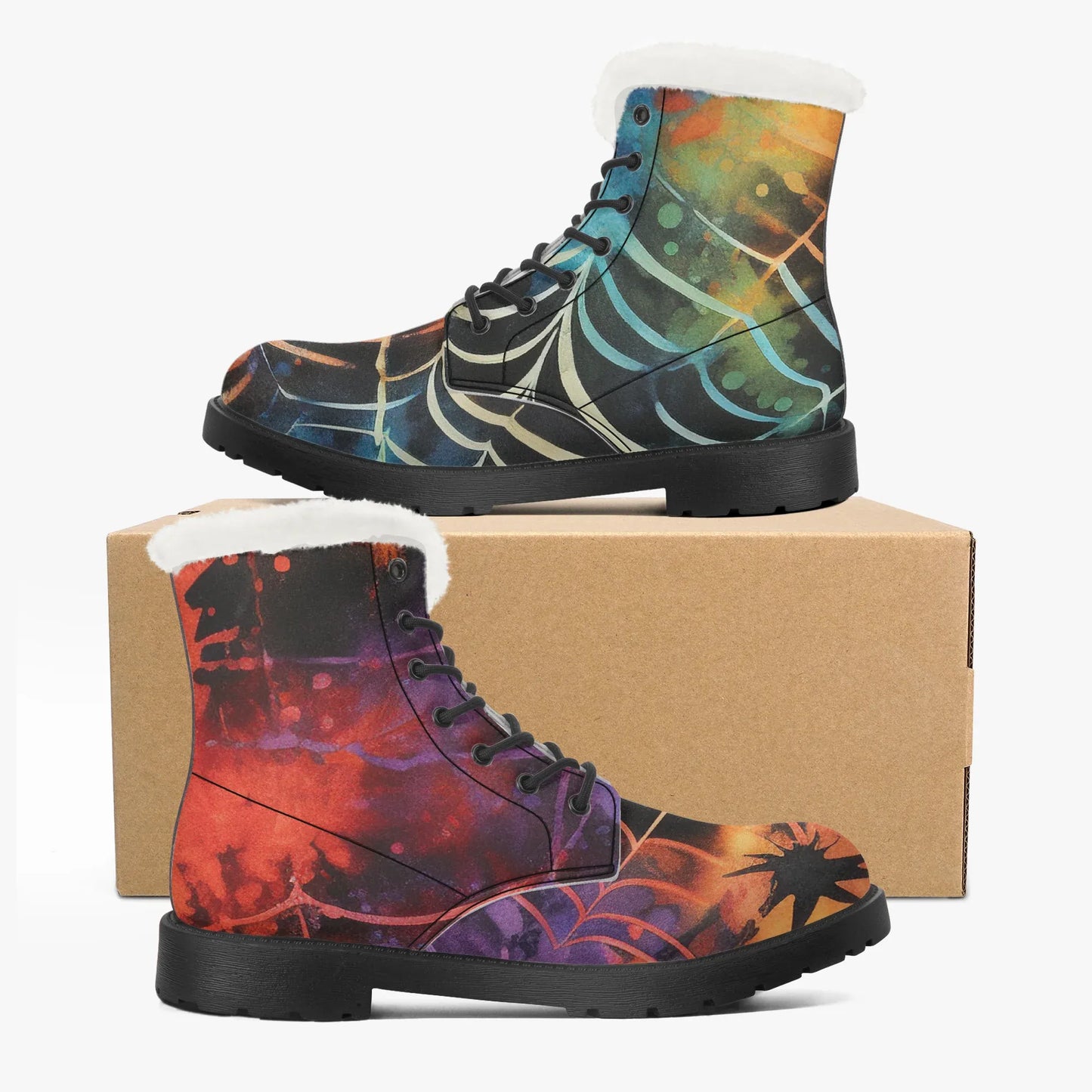 gothic-tie-dye-v4-faux-fur-leder-boots-boots-jlr-design-5 - JLR Design