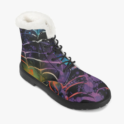 gothic-tie-dye-v4-faux-fur-leder-boots-boots-jlr-design-7 - JLR Design