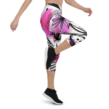graffiti-bluten-v1-damen-capri-leggings-capri-leggings-jlr-design-10 - JLR Design