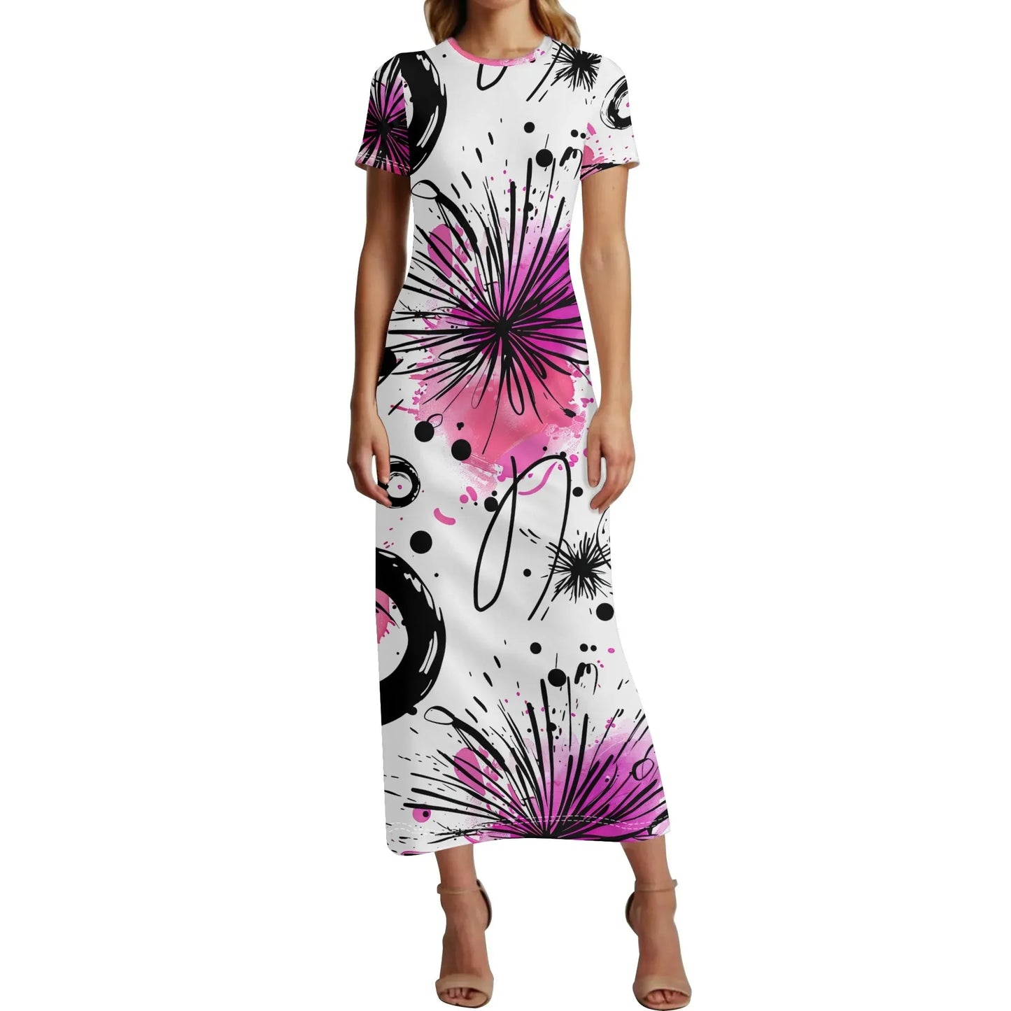 graffiti-bluten-v11-short-sleeve-long-dress-long-dress-jlr-design-1 - JLR Design