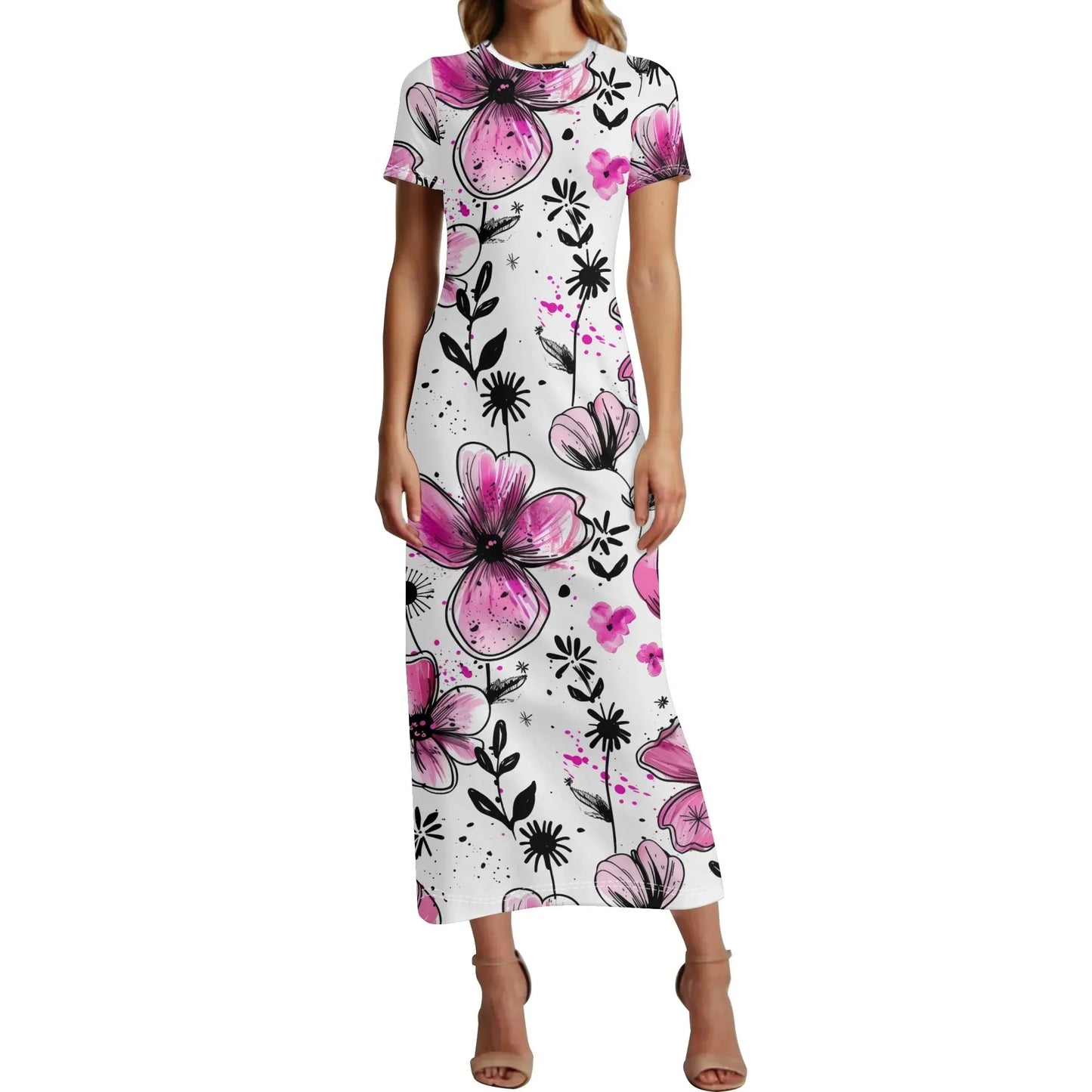 graffiti-bluten-v2-short-sleeve-long-dress-long-dress-jlr-design-1 - JLR Design