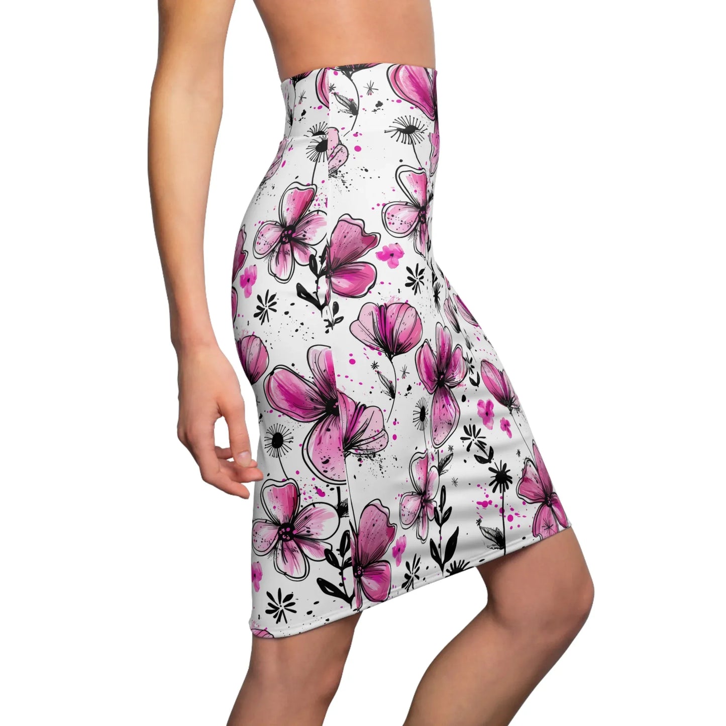 graffiti-bluten-v3-bleistiftrock-fur-damen-eleganter-mid-waist-rock-mit-stretch-komfort-bleistiftrock-jlr-design-3 - JLR Design