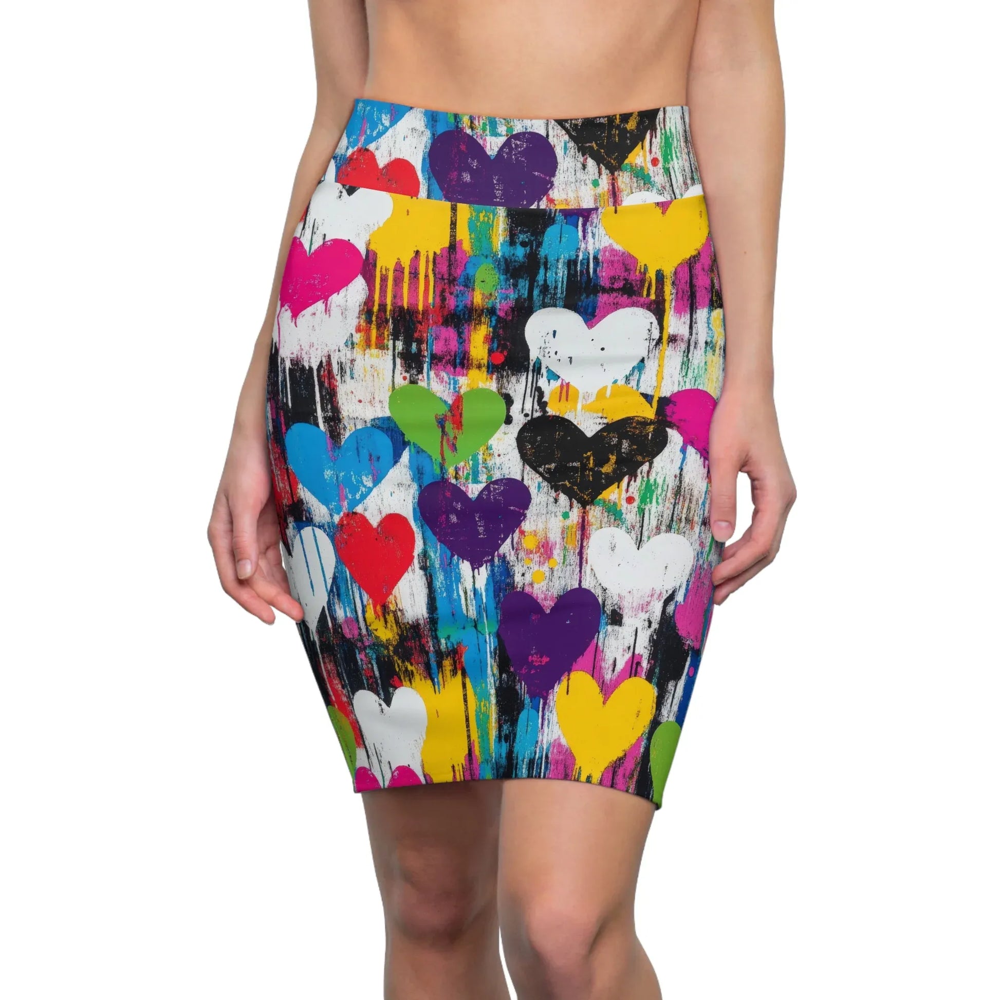 graffiti-hearts-v1-bleistiftrock-fur-damen-eleganter-mid-waist-rock-mit-stretch-komfort-bleistiftrock-jlr-design-1 - JLR Design