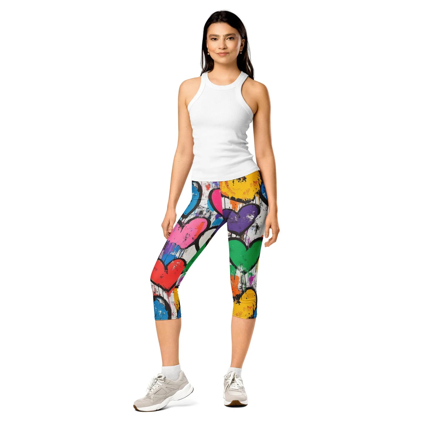 graffiti-hearts-v2-damen-capri-leggings-capri-leggings-jlr-design-4 - JLR Design