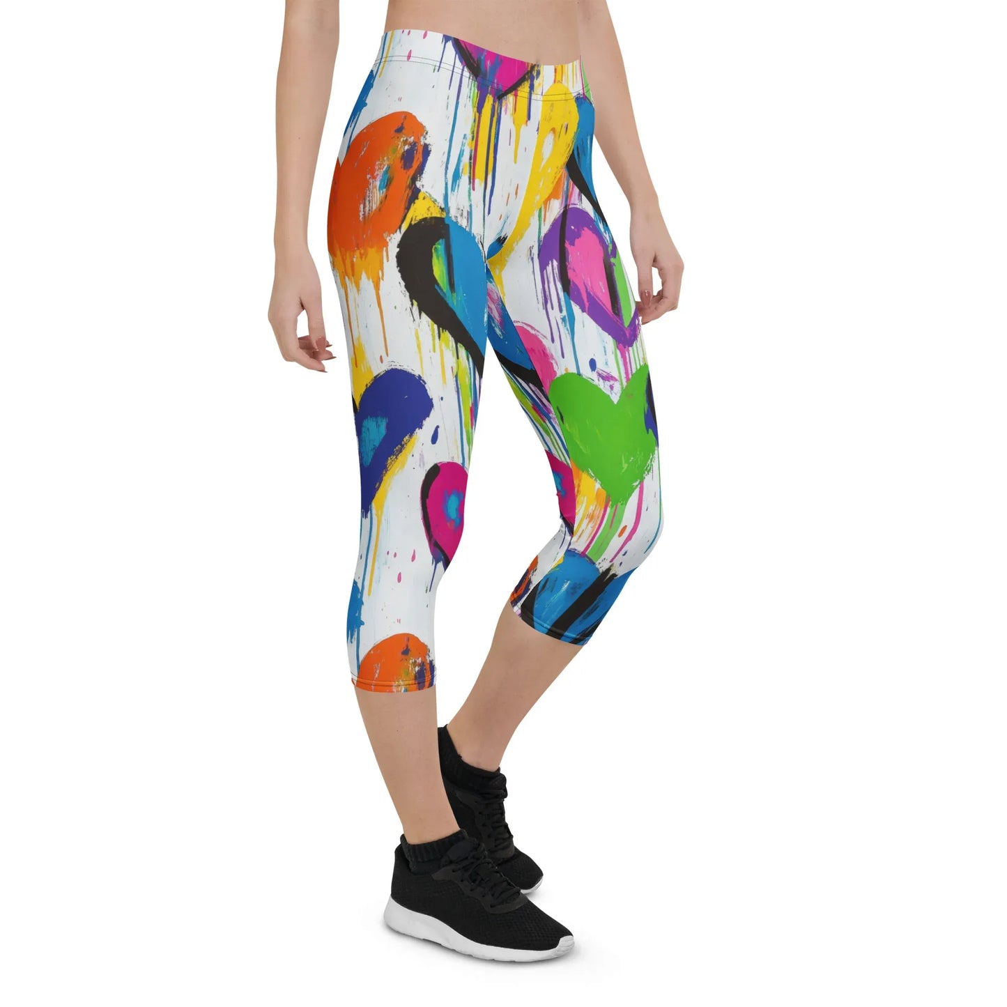 graffiti-hearts-v4-damen-capri-leggings-capri-leggings-jlr-design-12 - JLR Design