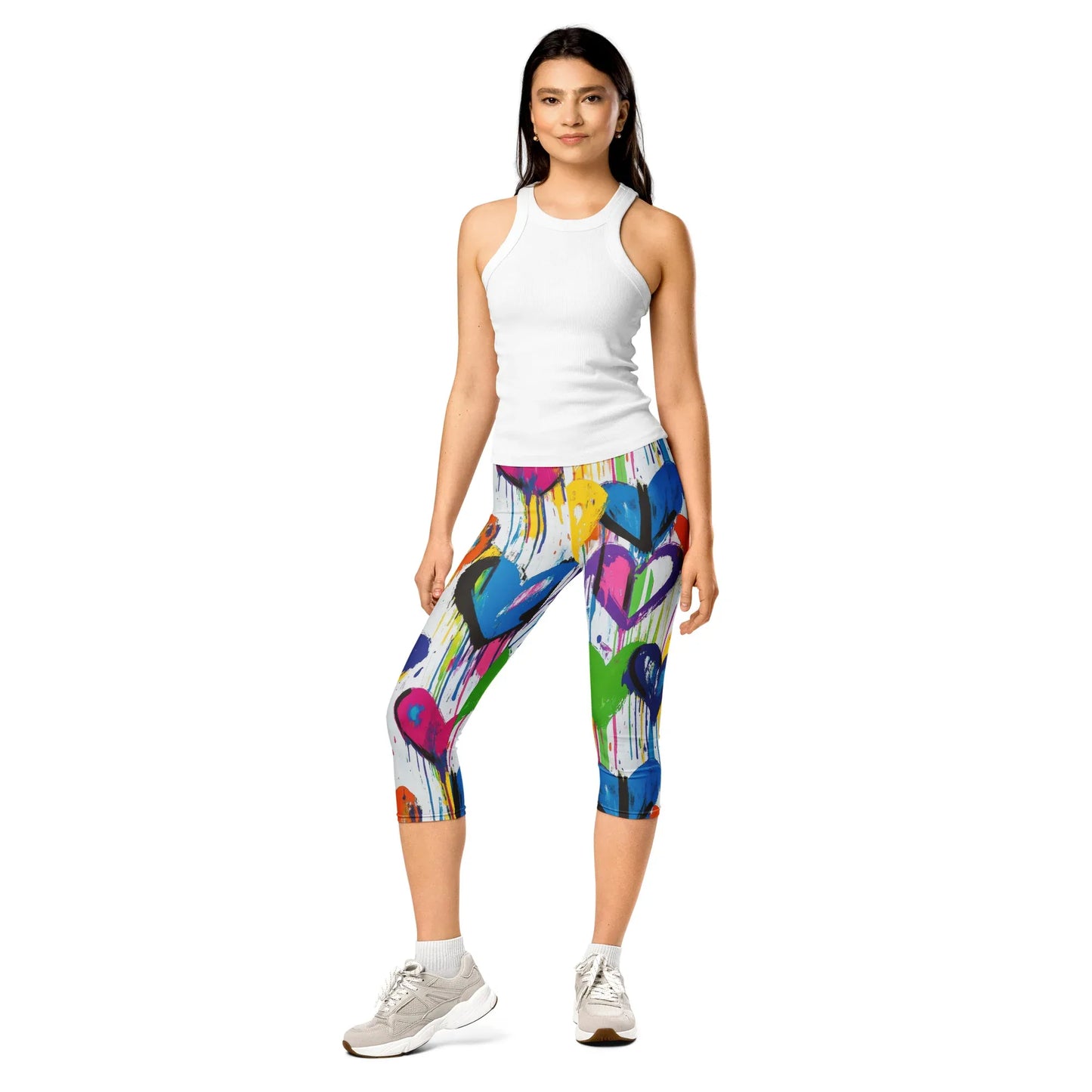 graffiti-hearts-v4-damen-capri-leggings-capri-leggings-jlr-design-4 - JLR Design
