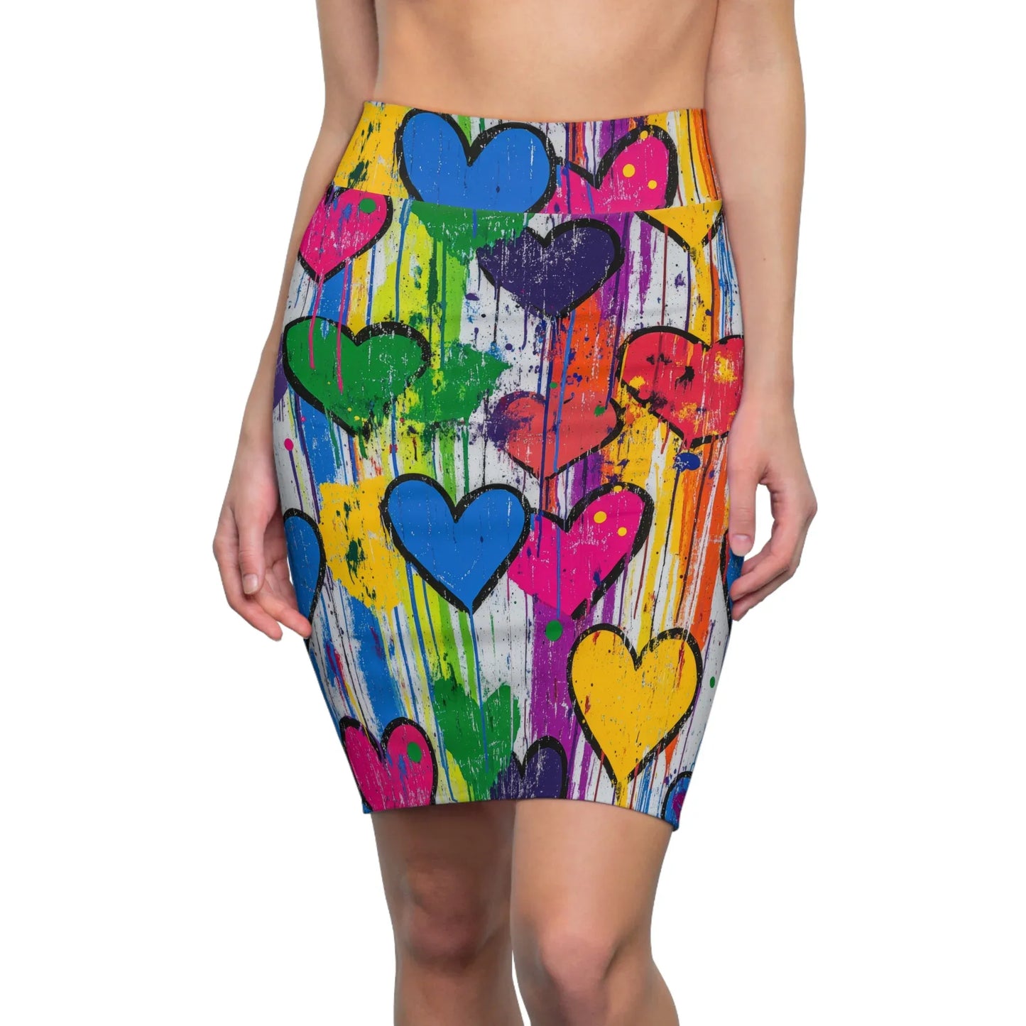 graffiti-hearts-v5-bleistiftrock-fur-damen-eleganter-mid-waist-rock-mit-stretch-komfort-bleistiftrock-jlr-design-1 - JLR Design