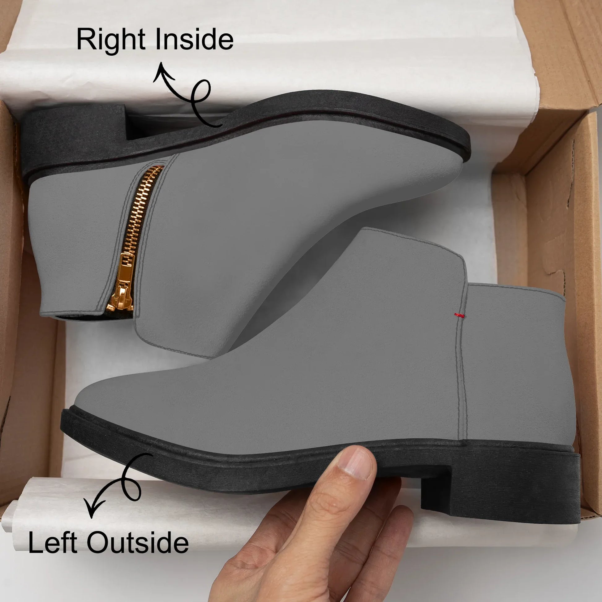 graue-elegante-reissverschluss-stiefeletten-stiefeletten-jlr-design-8 - JLR Design