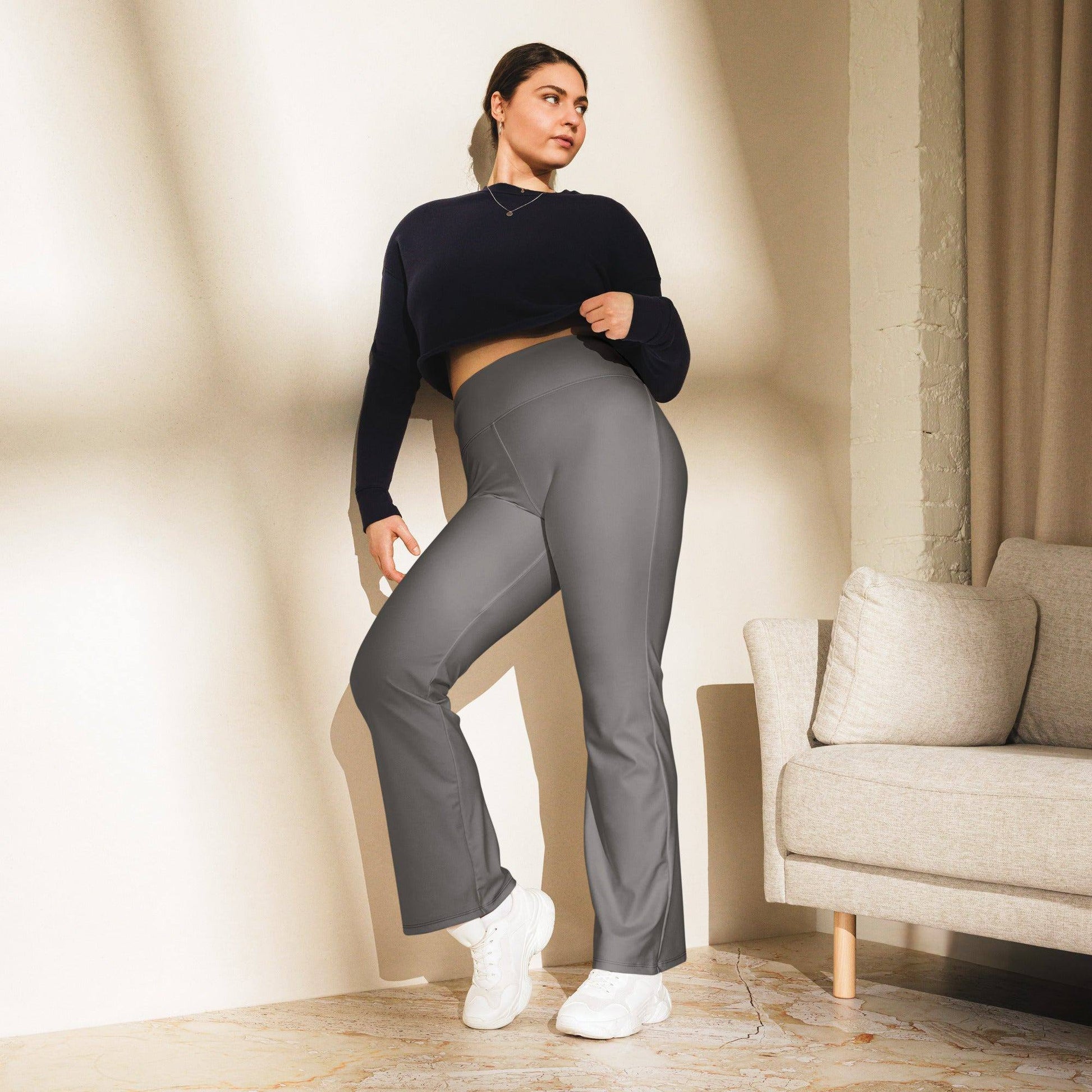graue-high-waist-flare-leggings-flare-leggings-jlr-design-3 - JLR Design