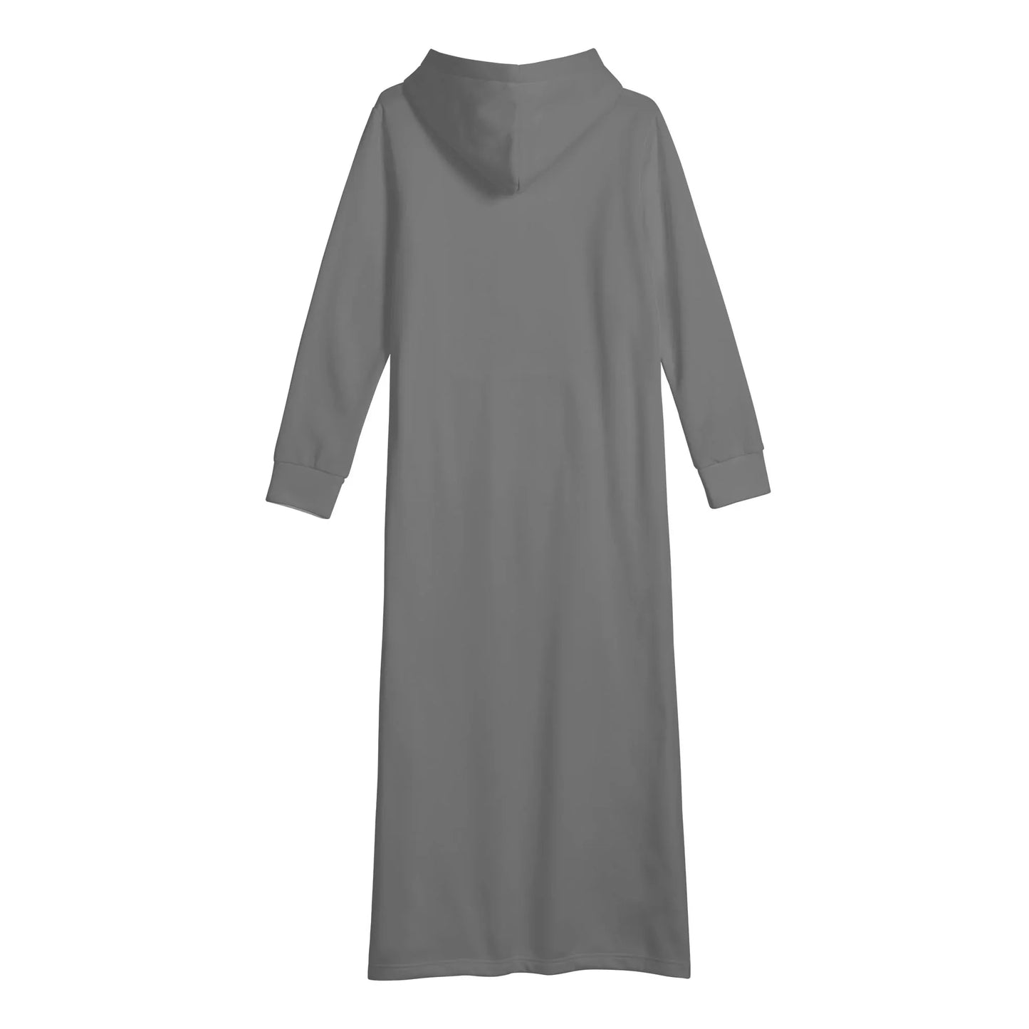 graues-damen-maxi-hoodiekleid-knochellanges-kapuzenkleid-aus-weich-angerautem-fleece-hoodiekleid-jlr-design-5 - JLR Design