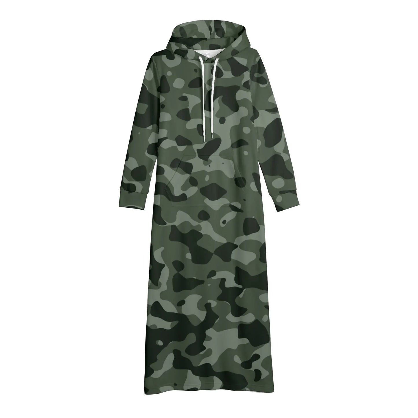 green-camouflage-damen-maxi-hoodiekleid-knochellanges-kapuzenkleid-aus-weich-angerautem-fleece-hoodiekleid-jlr-design-4 - JLR Design
