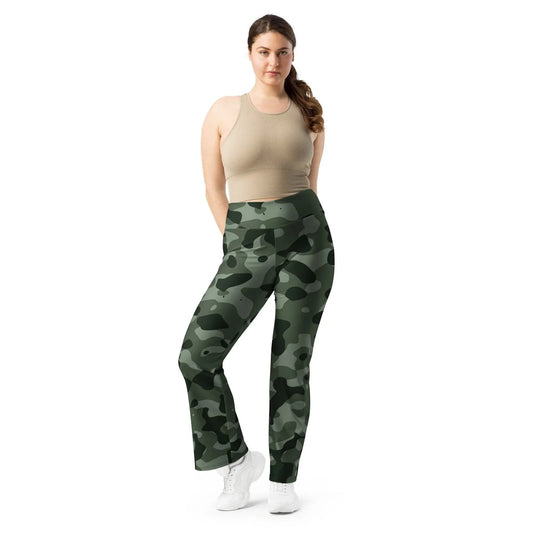 green-camouflage-high-waist-flare-leggings-flare-leggings-jlr-design-1 - JLR Design