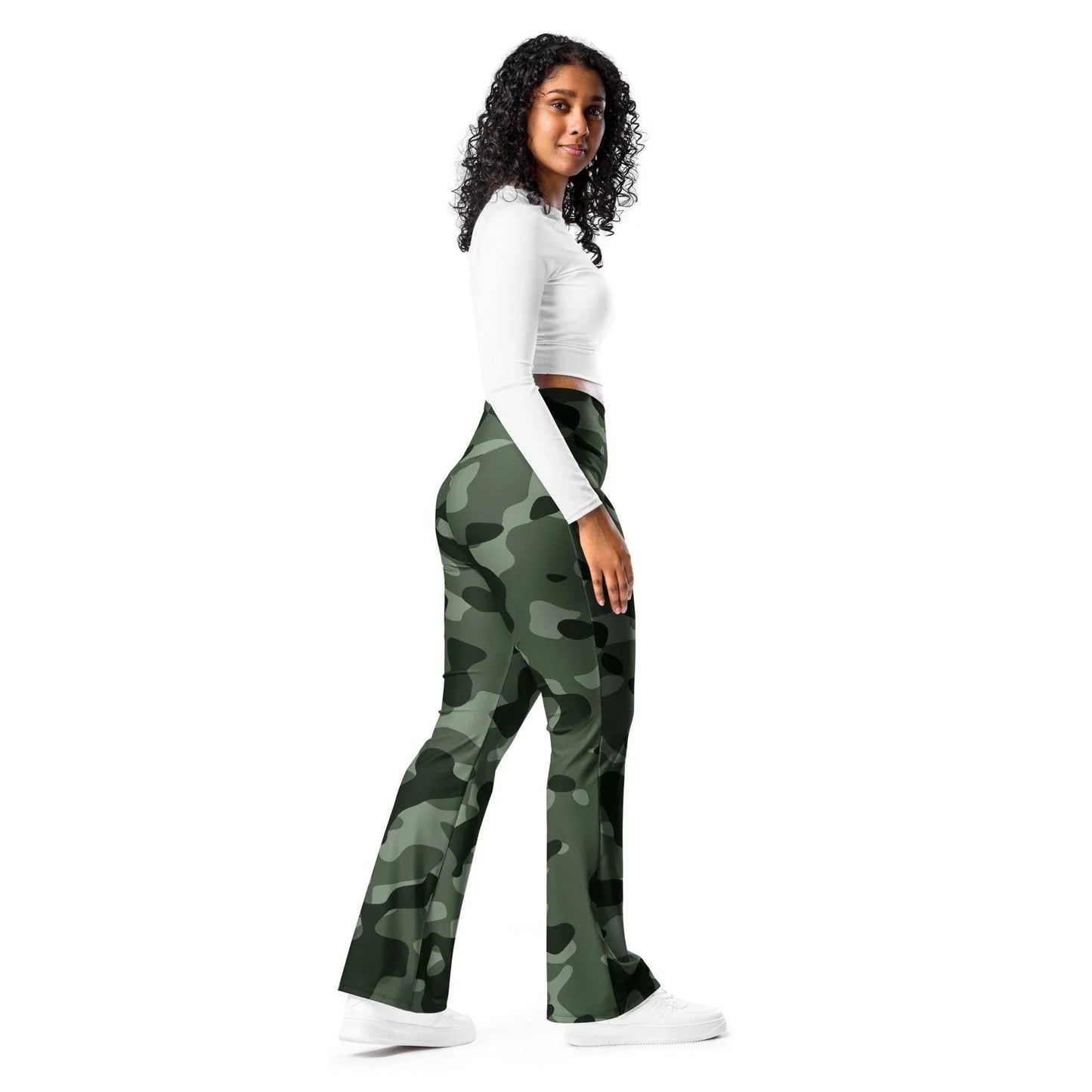 green-camouflage-high-waist-flare-leggings-flare-leggings-jlr-design-2 - JLR Design