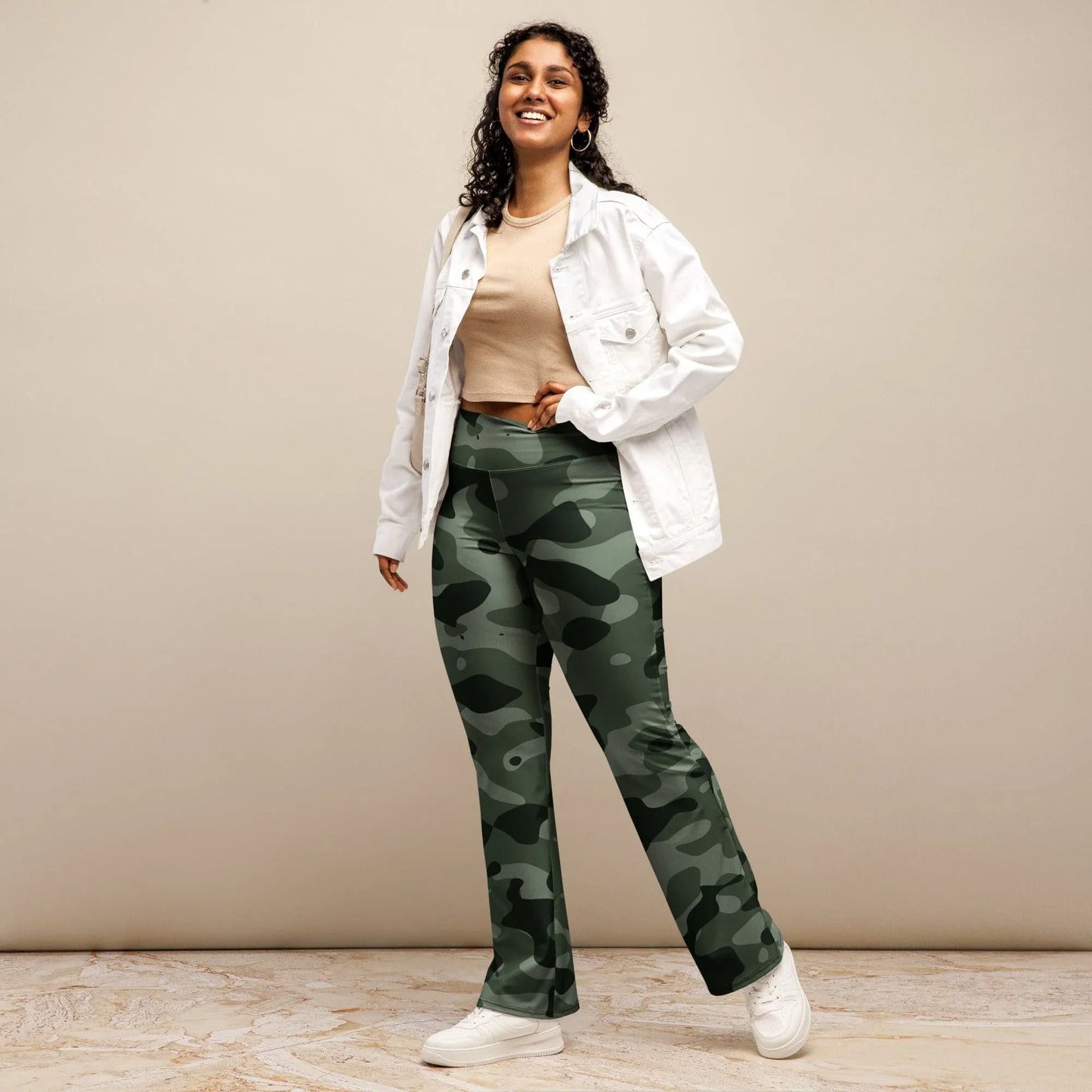 green-camouflage-high-waist-flare-leggings-flare-leggings-jlr-design-3 - JLR Design