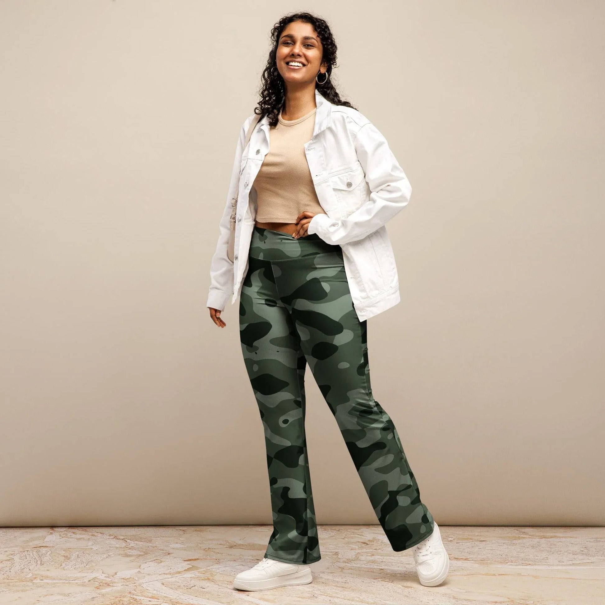 green-camouflage-high-waist-flare-leggings-flare-leggings-jlr-design-3 - JLR Design