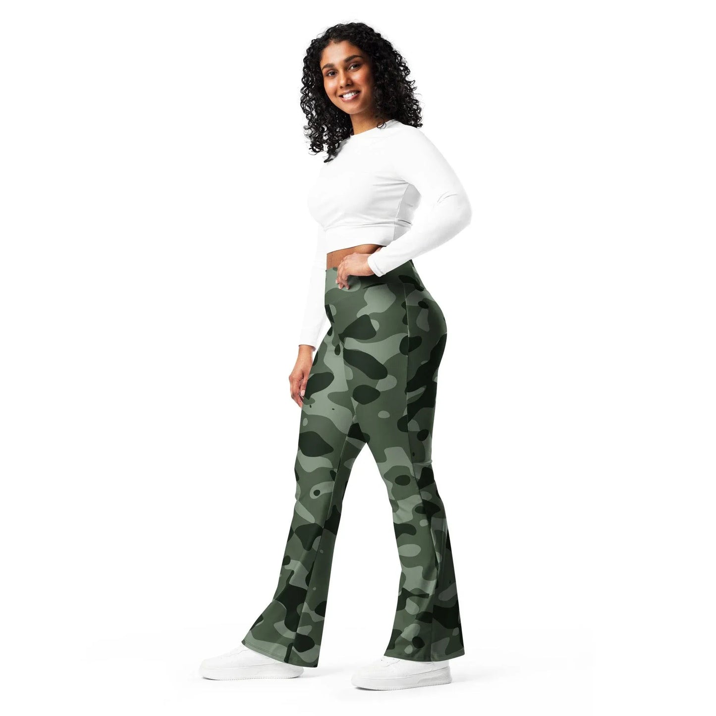 green-camouflage-high-waist-flare-leggings-flare-leggings-jlr-design-6 - JLR Design