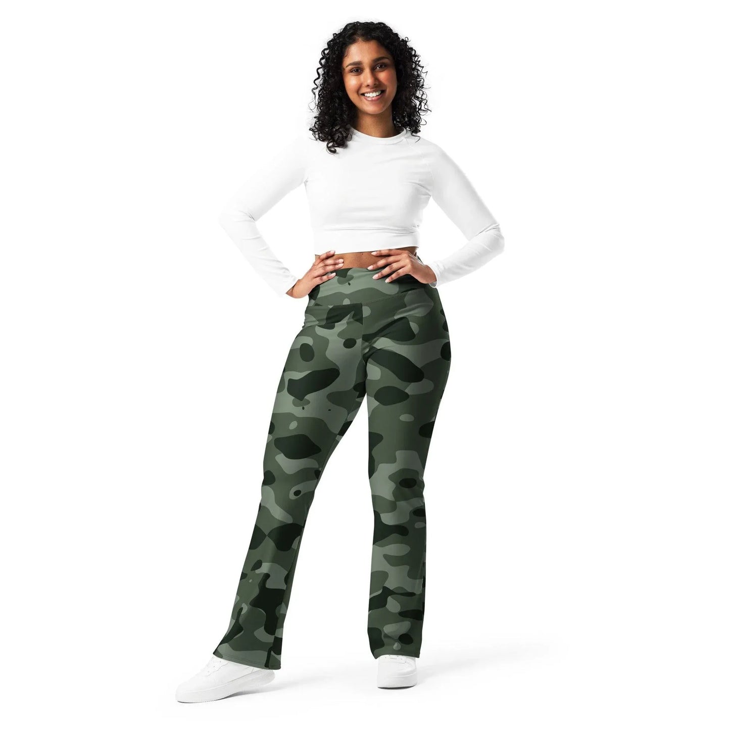 green-camouflage-high-waist-flare-leggings-flare-leggings-jlr-design-8 - JLR Design