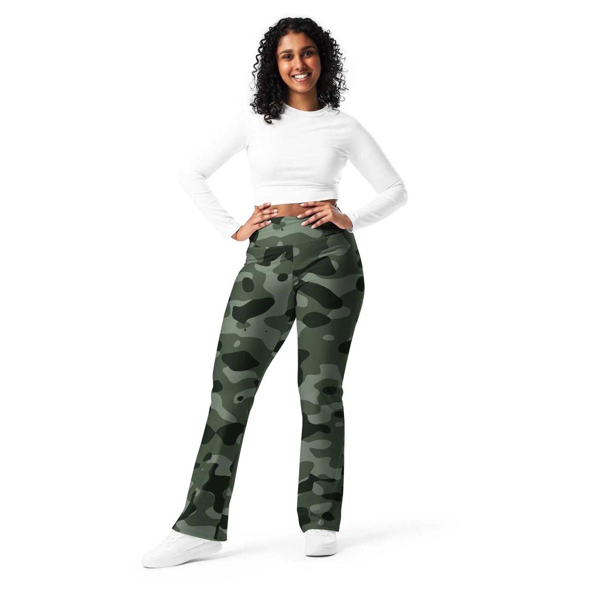 green-camouflage-high-waist-flare-leggings-flare-leggings-jlr-design-8 - JLR Design