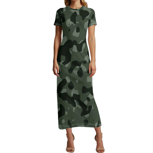 green-camouflage-short-sleeve-long-dress-long-dress-jlr-design-1 - JLR Design