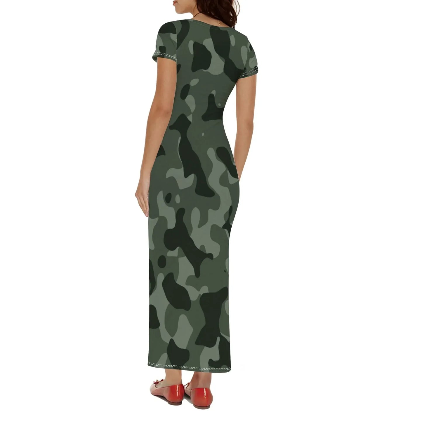 green-camouflage-short-sleeve-long-dress-long-dress-jlr-design-2 - JLR Design