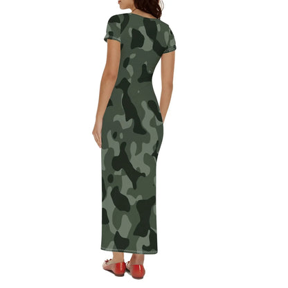 green-camouflage-short-sleeve-long-dress-long-dress-jlr-design-2 - JLR Design