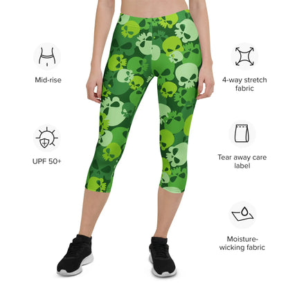 green-skull-damen-capri-leggings-capri-leggings-jlr-design-6 - JLR Design