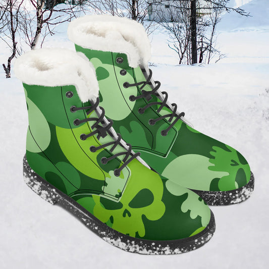 green-skull-faux-fur-leder-boots-boots-jlr-design-1 - JLR Design