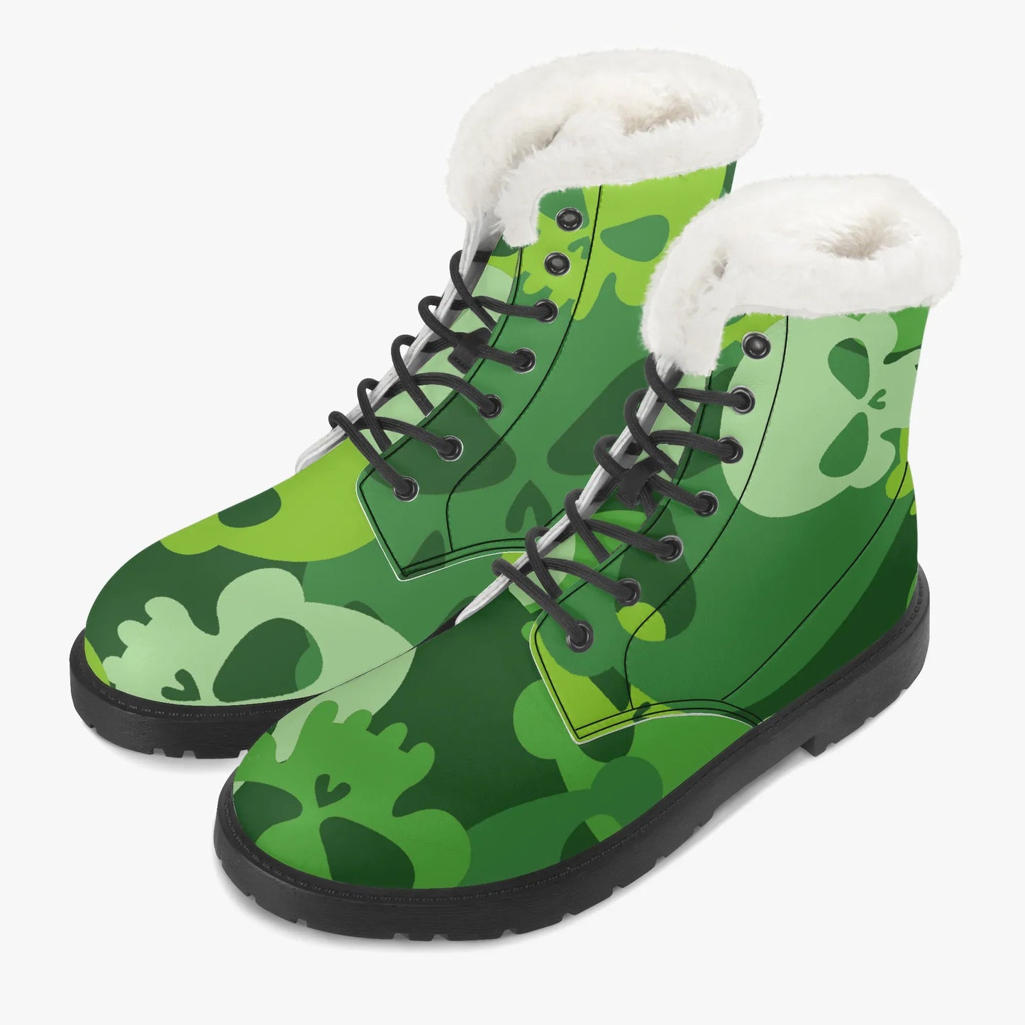green-skull-faux-fur-leder-boots-boots-jlr-design-2 - JLR Design