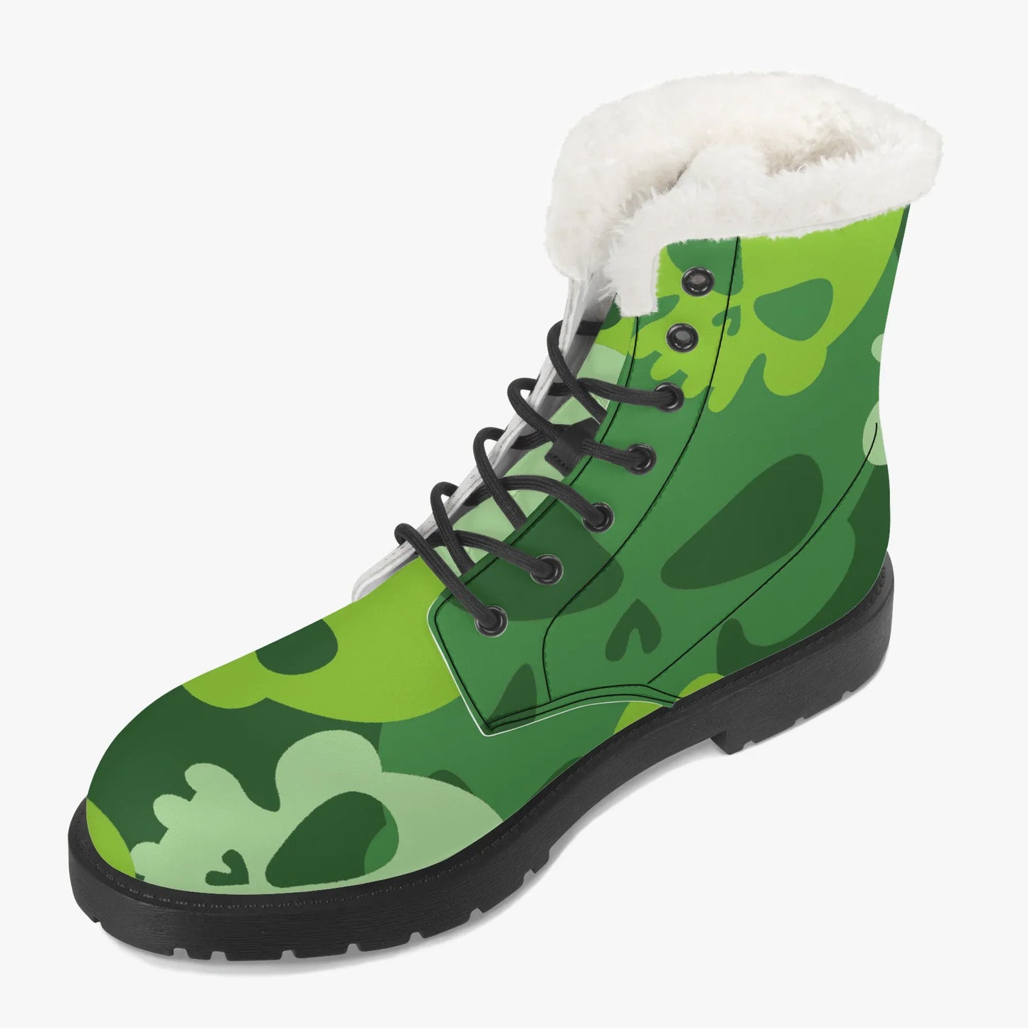 green-skull-faux-fur-leder-boots-boots-jlr-design-3 - JLR Design
