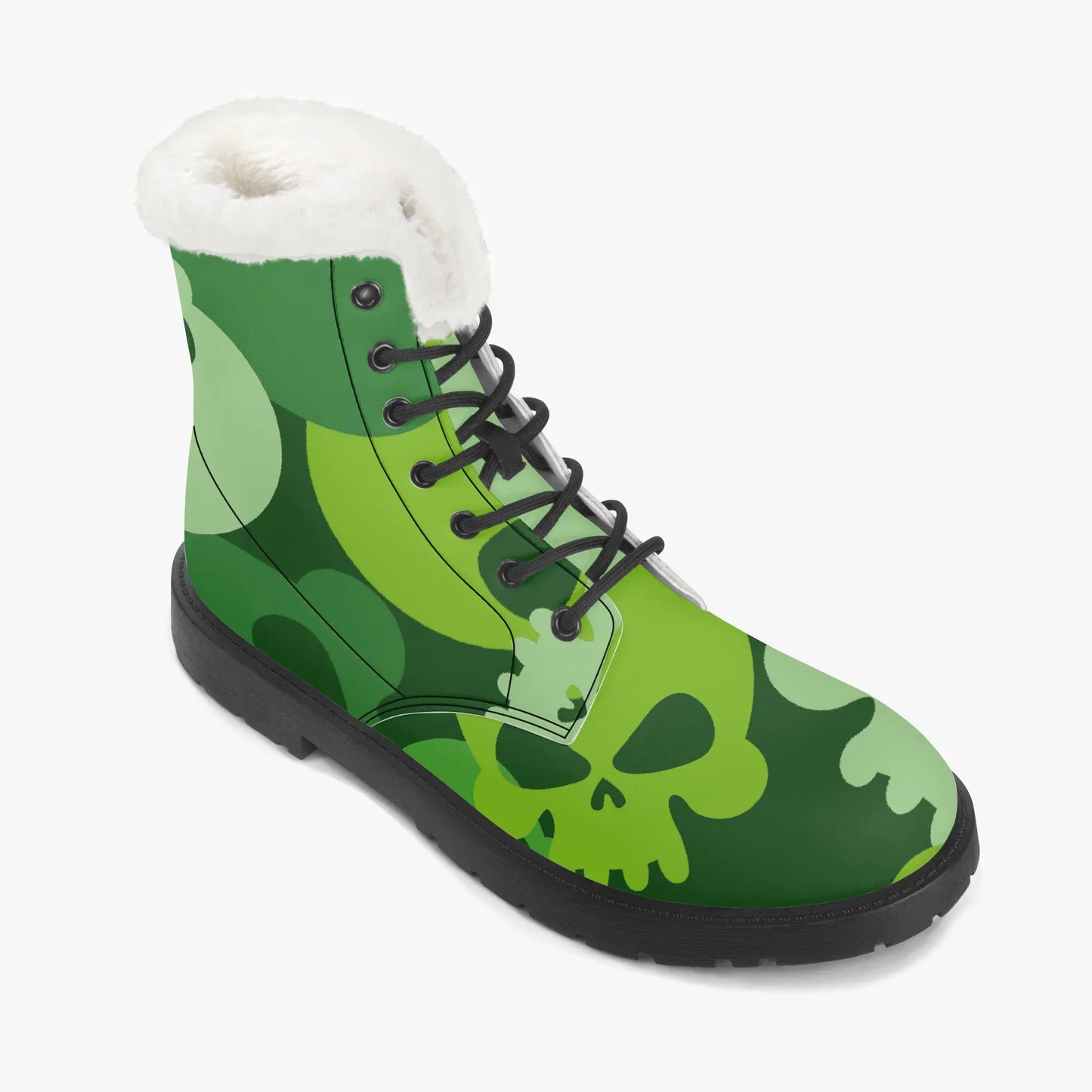 green-skull-faux-fur-leder-boots-boots-jlr-design-7 - JLR Design