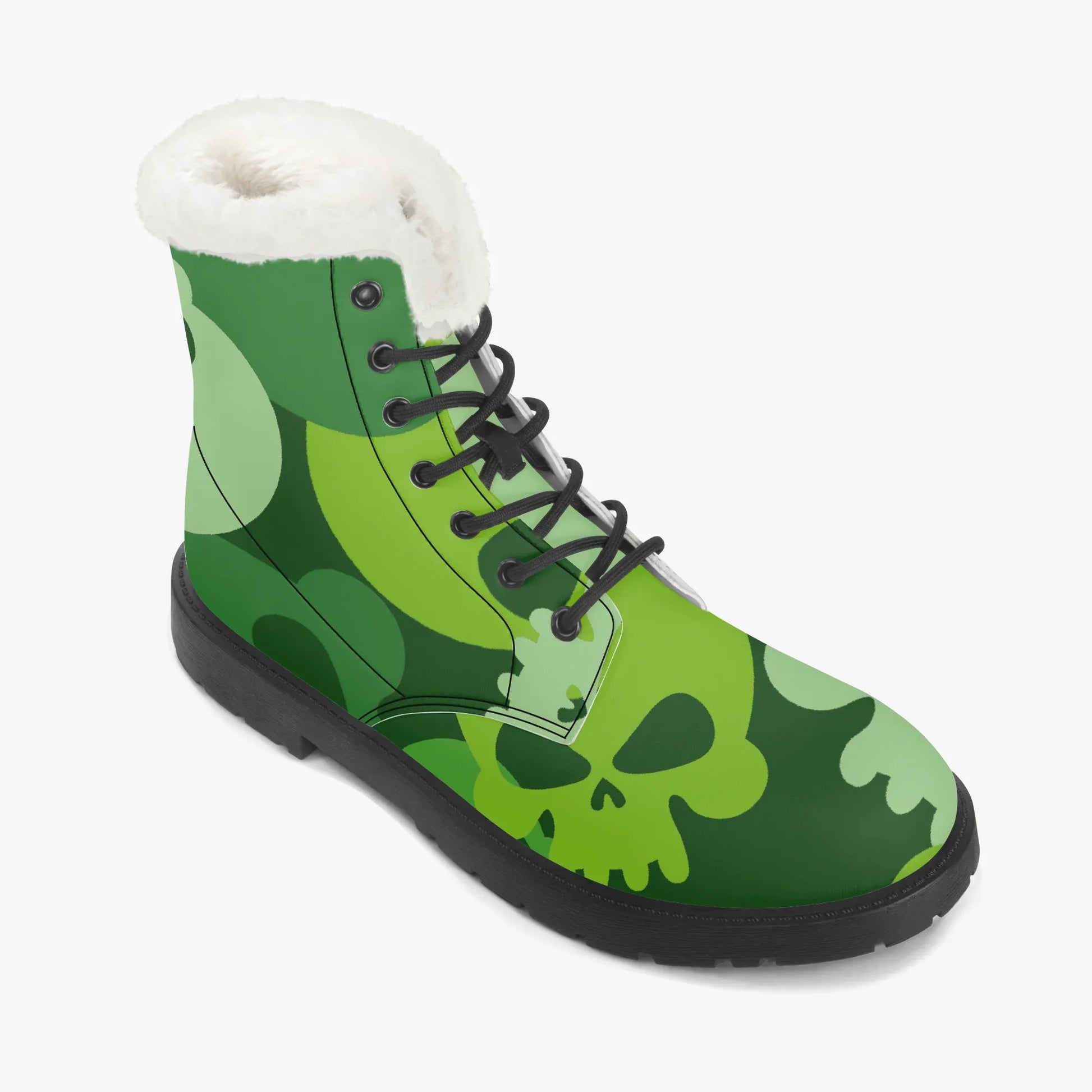green-skull-faux-fur-leder-boots-boots-jlr-design-7 - JLR Design
