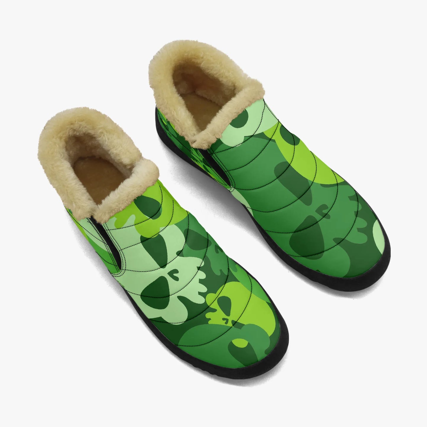 green-skull-faux-fur-slipper-slipper-jlr-design-2 - JLR Design