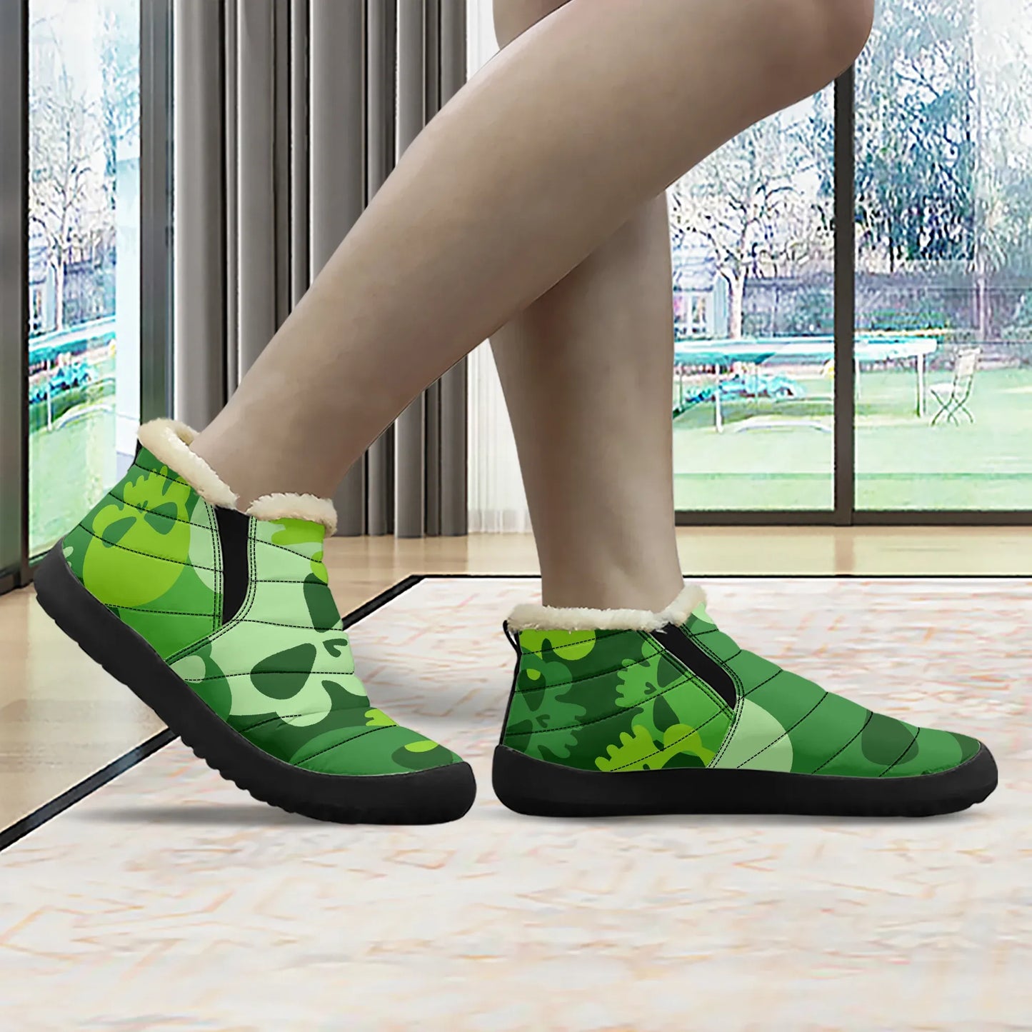 green-skull-faux-fur-slipper-slipper-jlr-design-3 - JLR Design