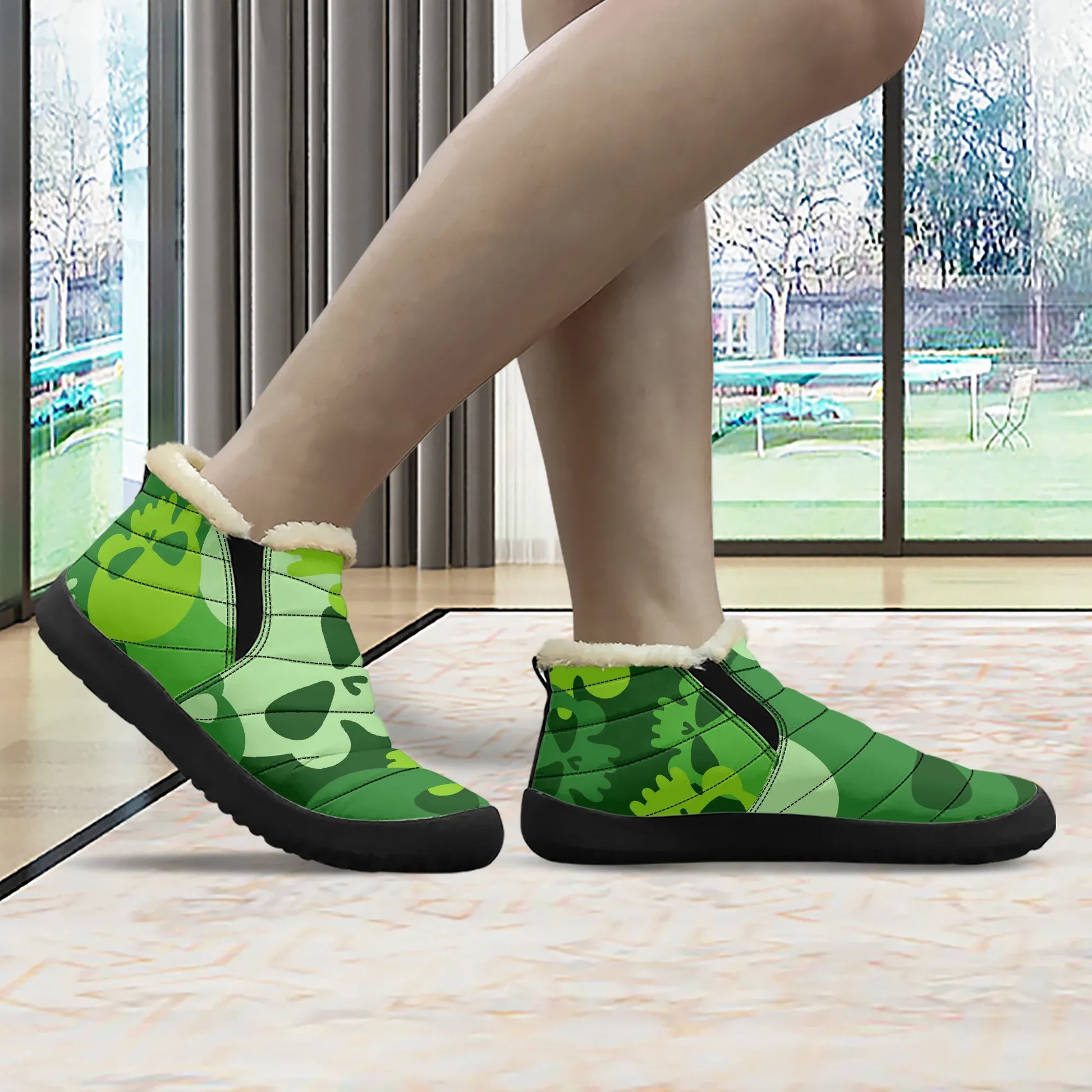 green-skull-faux-fur-slipper-slipper-jlr-design-3 - JLR Design