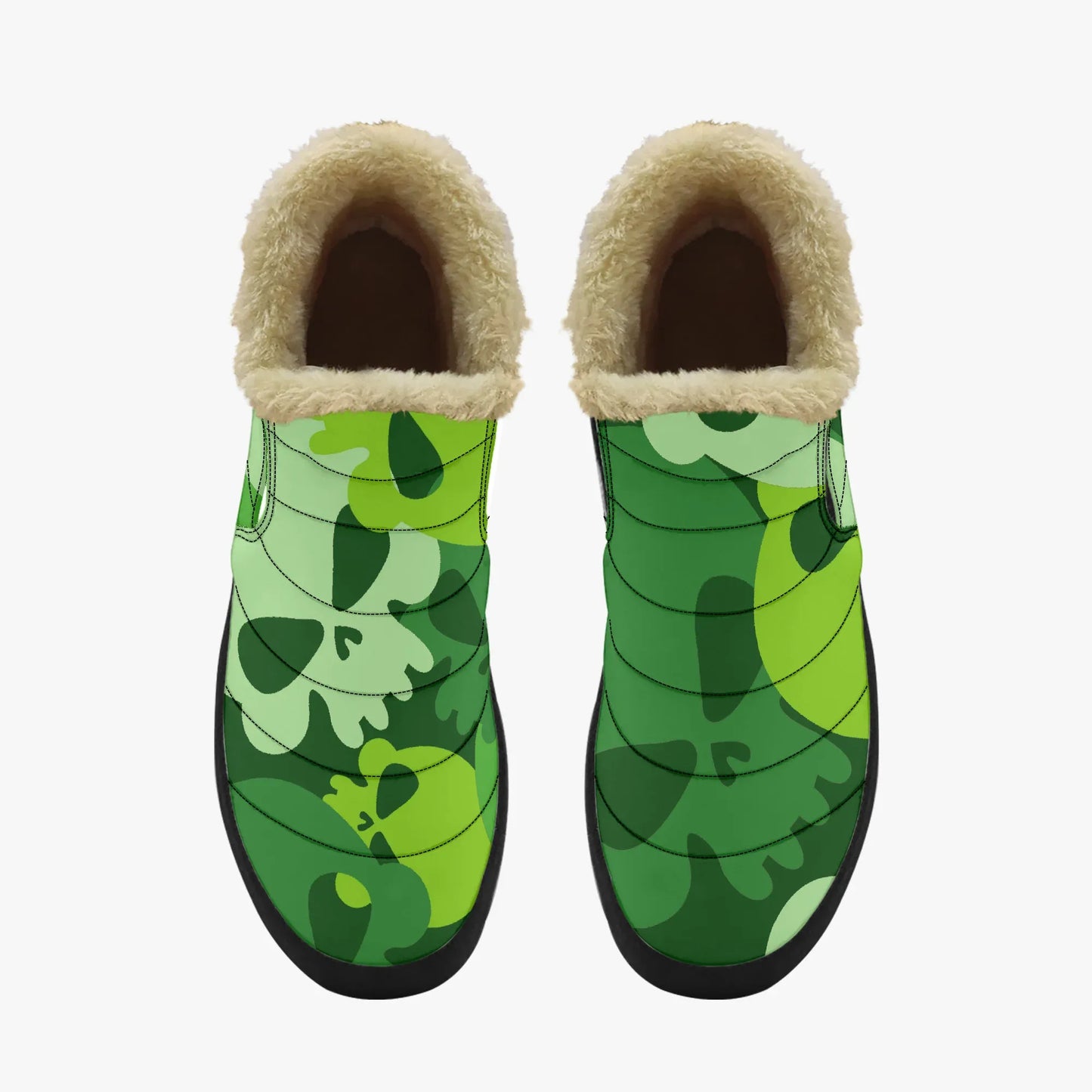 green-skull-faux-fur-slipper-slipper-jlr-design-5 - JLR Design