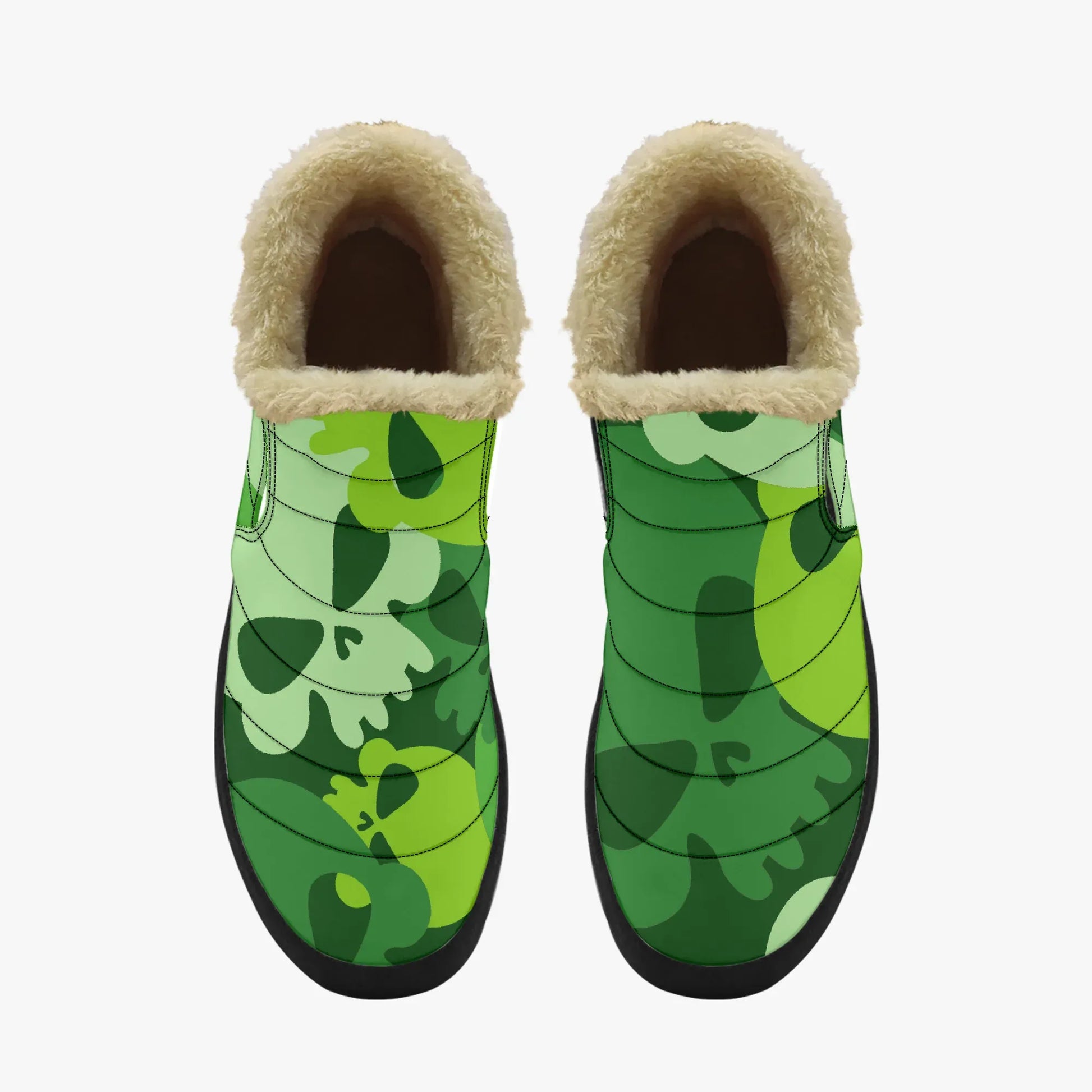 green-skull-faux-fur-slipper-slipper-jlr-design-5 - JLR Design