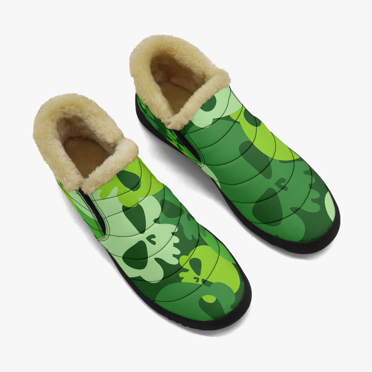 green-skull-faux-fur-slipper-slipper-jlr-design-jlr-design-de-2 - JLR Design