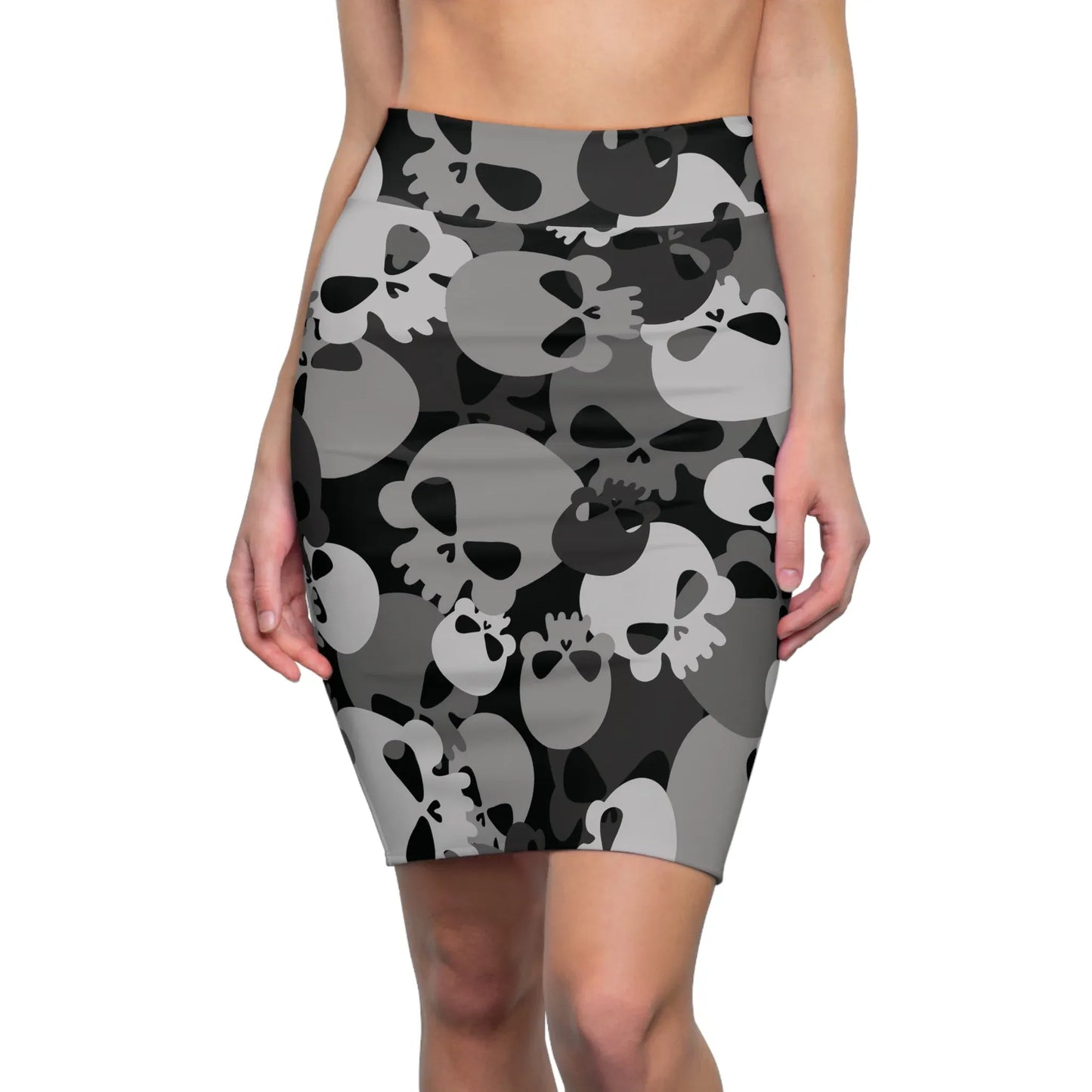 grey-skull-bleistiftrock-fur-damen-eleganter-mid-waist-rock-mit-stretch-komfort-bleistiftrock-jlr-design-1 - JLR Design