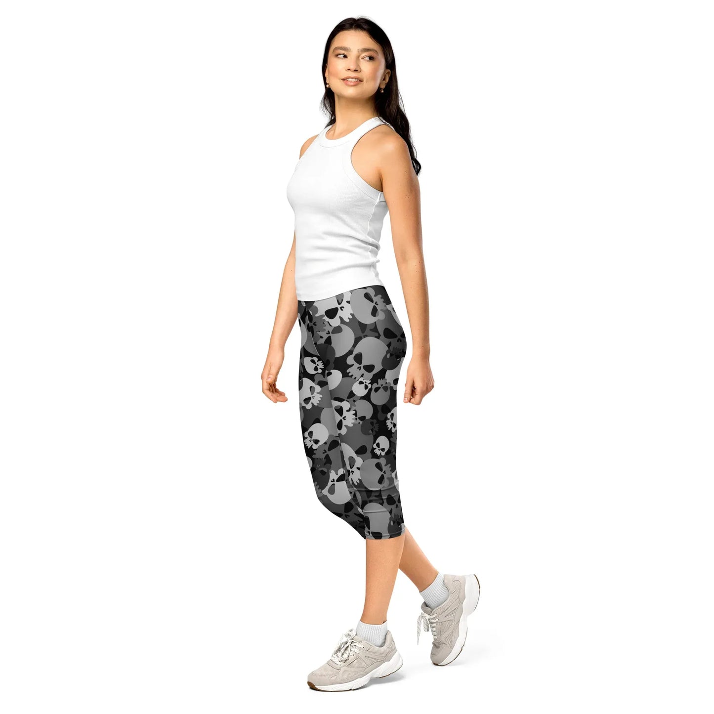 grey-skull-damen-capri-leggings-capri-leggings-jlr-design-3 - JLR Design