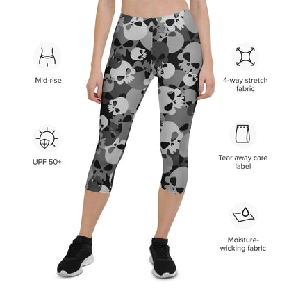 grey-skull-damen-capri-leggings-capri-leggings-jlr-design-7 - JLR Design