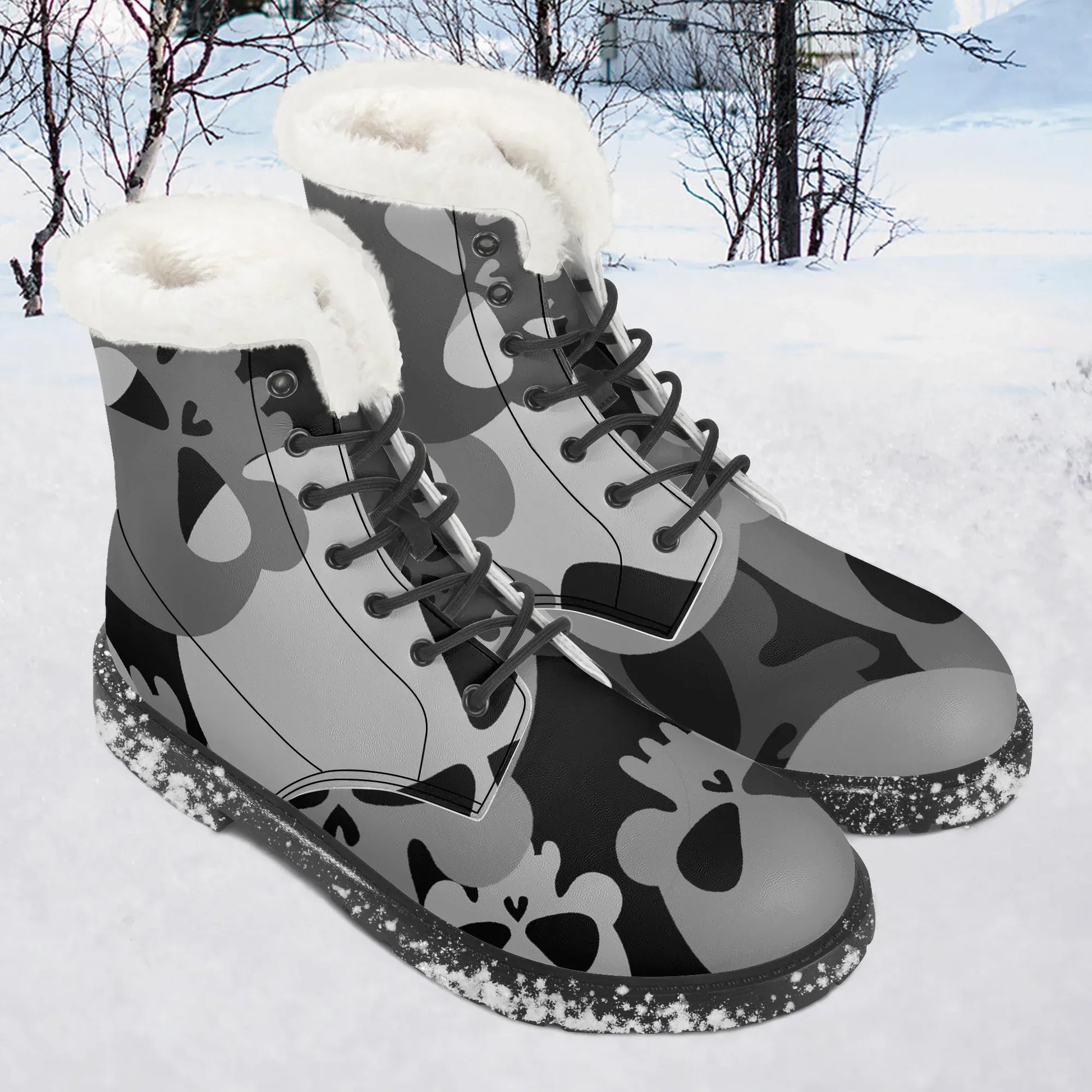 grey-skull-faux-fur-leder-boots-boots-jlr-design-1 - JLR Design