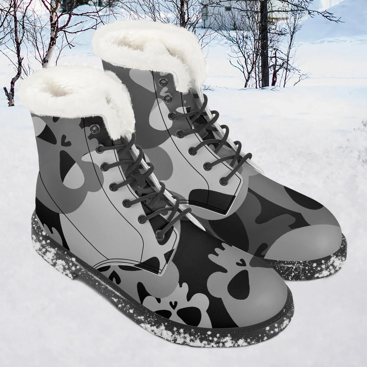 grey-skull-faux-fur-leder-boots-boots-jlr-design-jlr-design-de-1 - JLR Design