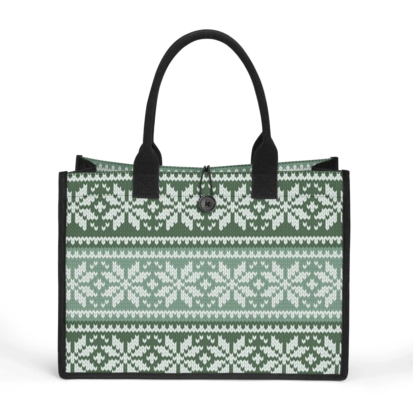 grun-gestricktes-schneemuster-premium-canvas-shopper-tasche-tragetasche-jlr-design-1 - JLR Design