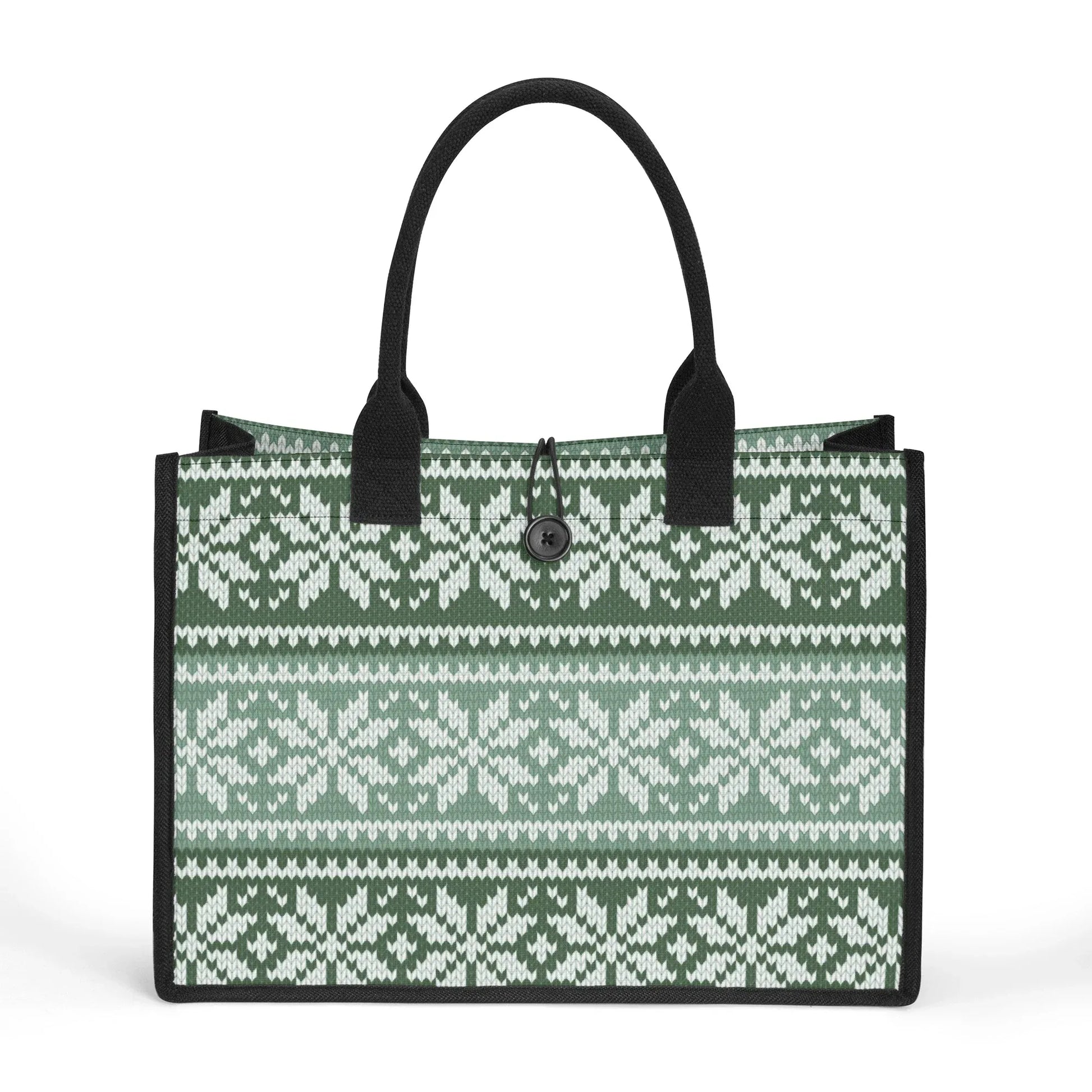 grun-gestricktes-schneemuster-premium-canvas-shopper-tasche-tragetasche-jlr-design-1 - JLR Design