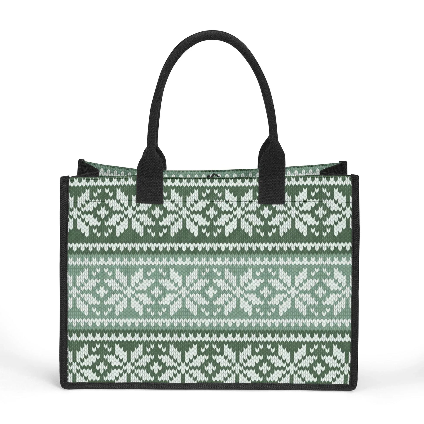 grun-gestricktes-schneemuster-premium-canvas-shopper-tasche-tragetasche-jlr-design-2 - JLR Design