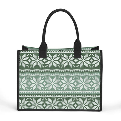 grun-gestricktes-schneemuster-premium-canvas-shopper-tasche-tragetasche-jlr-design-2 - JLR Design
