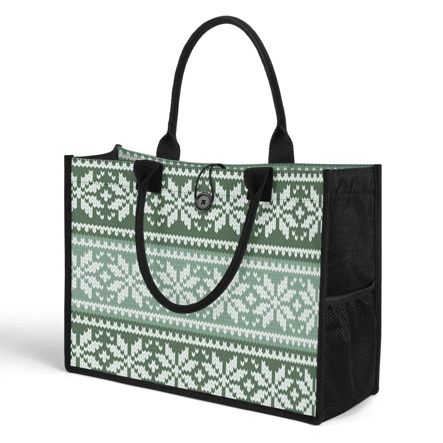 grun-gestricktes-schneemuster-premium-canvas-shopper-tasche-tragetasche-jlr-design-3 - JLR Design