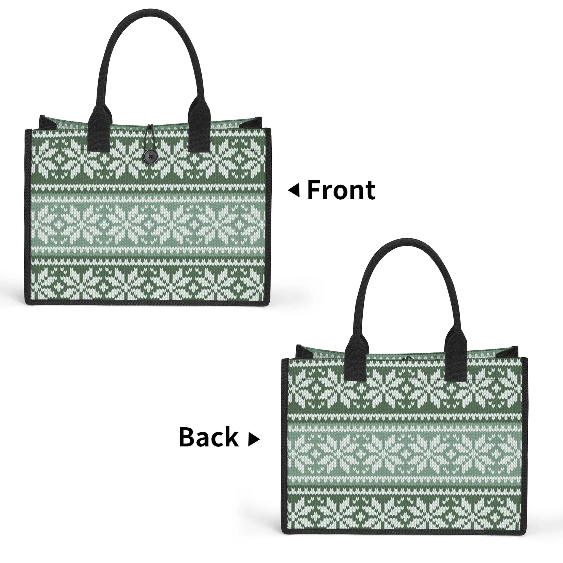 grun-gestricktes-schneemuster-premium-canvas-shopper-tasche-tragetasche-jlr-design-8 - JLR Design