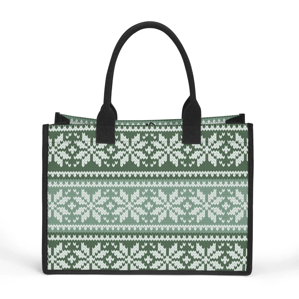 grun-gestricktes-schneemuster-premium-canvas-shopper-tasche-tragetasche-jlr-design-jlr-design-de-2 - JLR Design